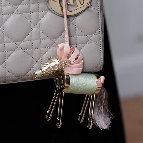 ISO (IN SEARCH OF) LUCKY DIOR HORSE BAG CHARM PINK/GREEN/GOLD - Picture 2 of 2